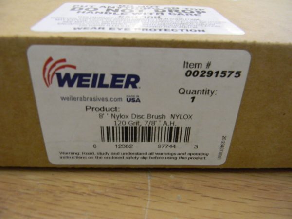 Weiler Nylox Disc Brush 8" Diam 120 Grit 1-1/2" Trim Length 2000 RPM Max. 97744