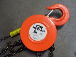 CM Series 622 Double Reeved Hand Chain Hoist 5 Ton Capacity 20 Ft Lift 2234A