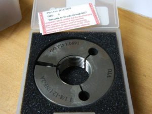 VERMONT GAGE 1-1/8 - 12 Go Single Ring Thread Gage Light surface rust