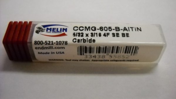 Melin 5/32" x 3/16" 4FL Se Be Carbide End Mill USA #CCMG-605-B-AlTiN