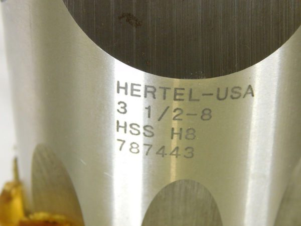 HERTEL Straight Flute Hand Tap 3-1/2-8 Bottoming RH H8 HSS 8FL 10-1/4"OAL 787443