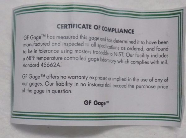 Gf Gage G150600 3b Plug Thread Go Gage Qty. 1