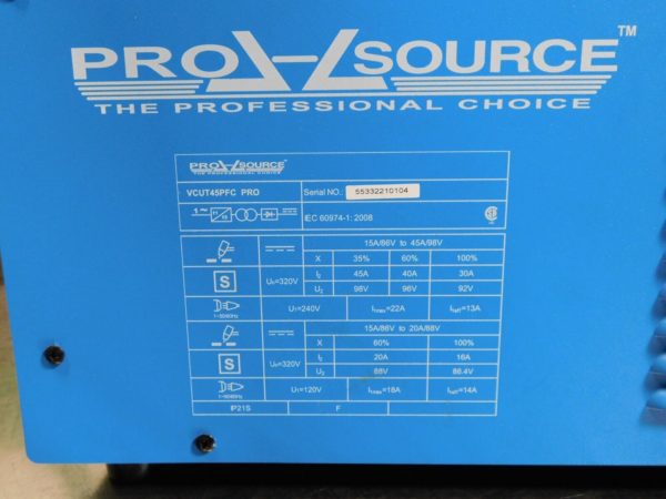 PRO-SOURCE Plasma Cutter 15-45A Amps VCUT45PFC PRO