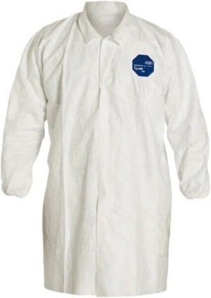 Dupont Pack of (30) Size M White Disposable Chemical Resistant Lab Coats