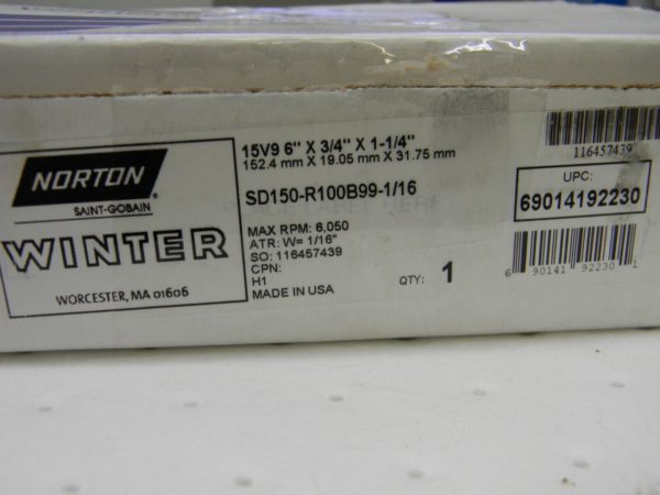 NORTON Tool & Cutting Grinding Wheel 6″ Dia, 150 Grit, Type 15 69014192230