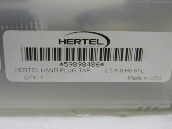 HERTEL 2-5/8 - 8 Plug RH H6 HSS 6FL Straight Flute Hand Tap 87042