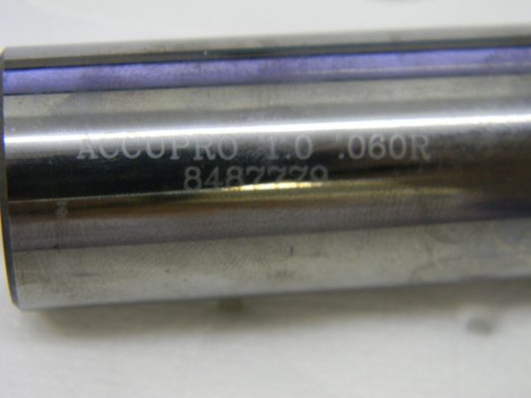 ACCUPRO 1″ Diam 4 Flute Solid Carbide 0.06″ Corner Radius End Mill 12183445