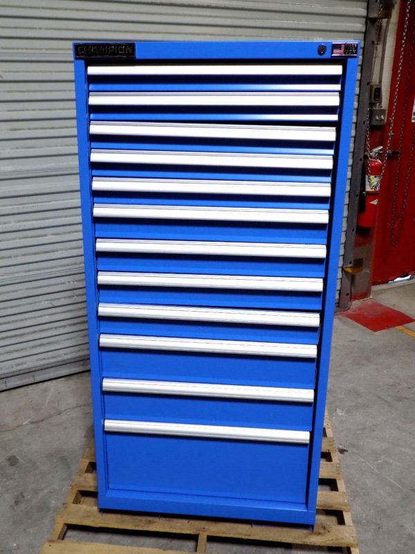 Champion Modular Storage Cabinet 12 Drawer 59" x 28" x 28" Steel Blue DAMAGED
