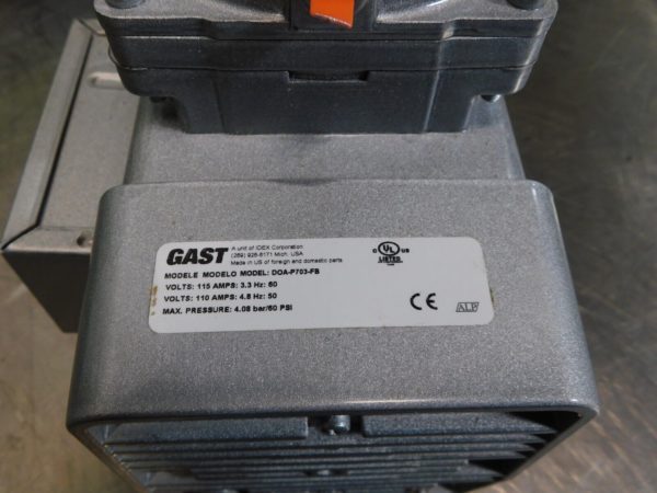 Gast Diaphragm Pump 1/3 HP 115v 60 Max psi DOA-P703-FB DAMAGE