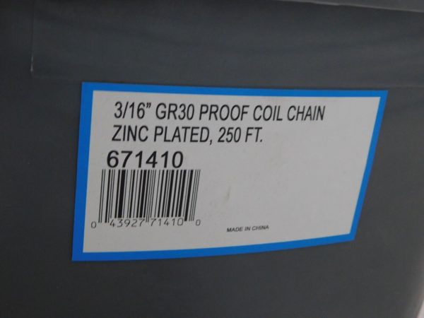 CM Welded Proof Coil Chain 250' Length 3/16″ 671410