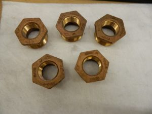 Set of 5 Bronze HEX bushing , 1-1/2" x 1", No Lead Hex reducing bushing 310-490N