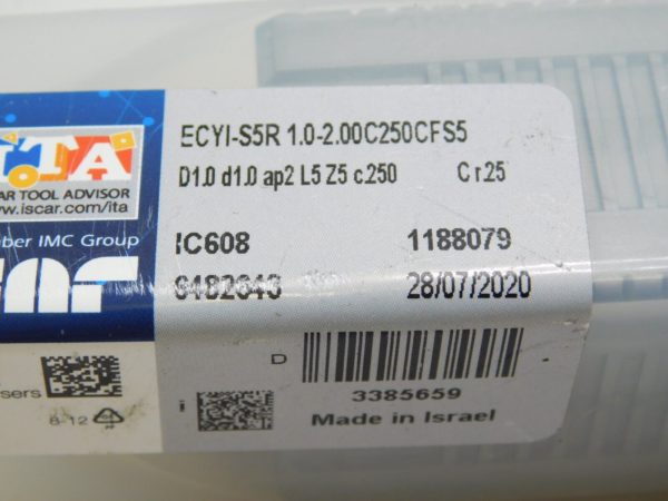 Iscar Carbide End Mill 1"CD X 5"OAL 5FL ECYI-S5R 1.0-2.00C250CFS5 IC608 3385659