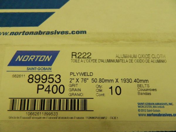 Norton Aluminum oxide cloth belts qty 10 89953