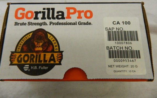 GORILLAPRO Adhesive Glue: 20 g Squeeze Bottle, Clear qty 10 CA100