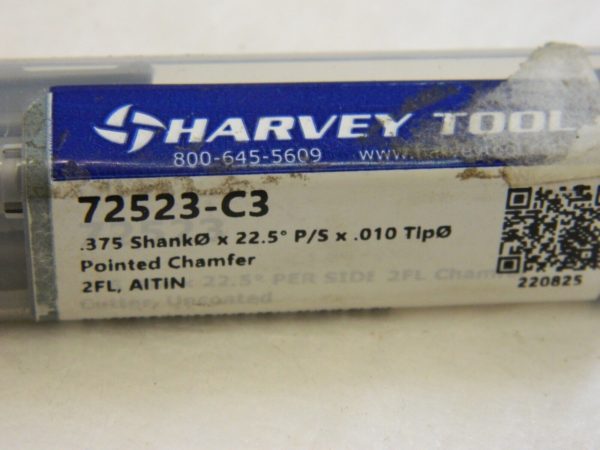 HARVEY TOOL Chamfer Mill: 2 Flutes, Solid Carbide 72523-C3