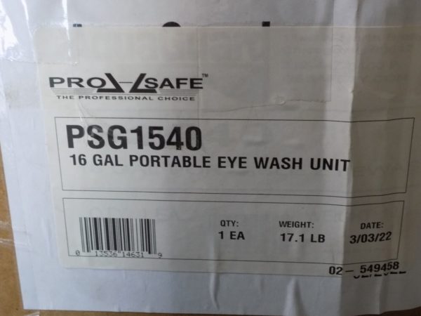 Pro-Safe Portable Gravity Flow Eyewash Station 16 Gallon 0.4 Gal/min. PSG1540