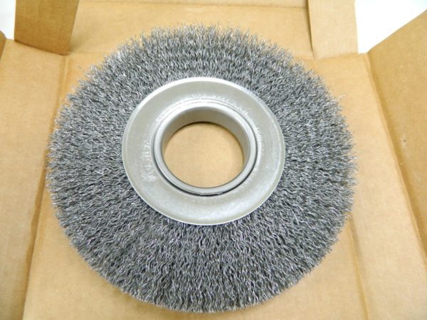 WEILER Wheel Brush: 7″ Wheel Dia, Crimped 5/8″ Hole, 6,000 RPM Qty 2 93632