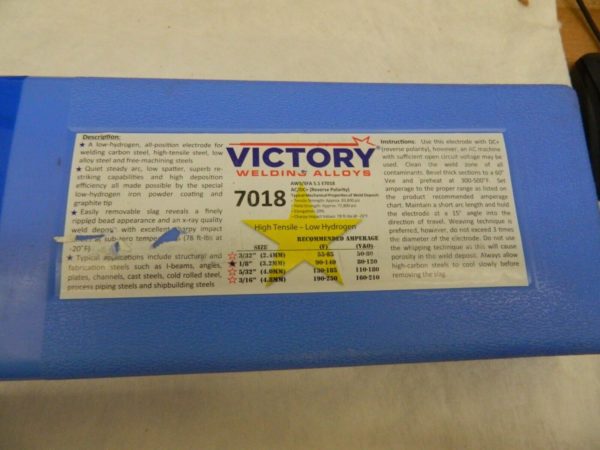 Victory Welding Alloys AWS/SFA 5.1 E7018 AC/DC+ 10lb Box 13910697