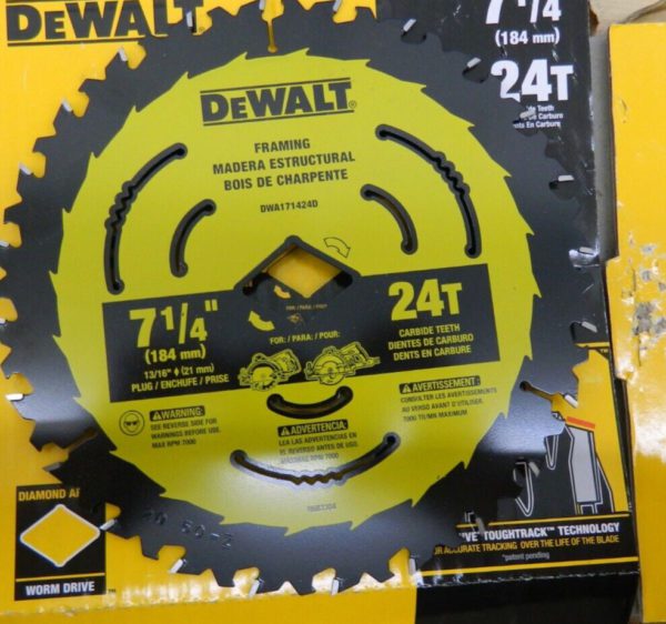 DEWALT qty 2 Wet & Dry Cut Saw Blade: 7-1/4″ 24 Teeth DWA171424