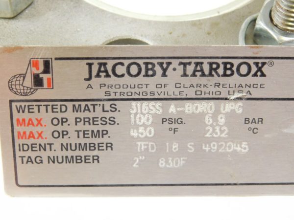 Jacoby-Tarbox Low Pressure Flanged Tubular 2" 316 SS 830F 492045