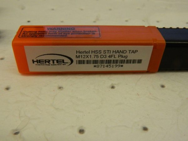 HERTEL Hand STI Tap qty 3 M12x1.75 Metric Course D3 4 Fl Plug Chamfer K007265AS
