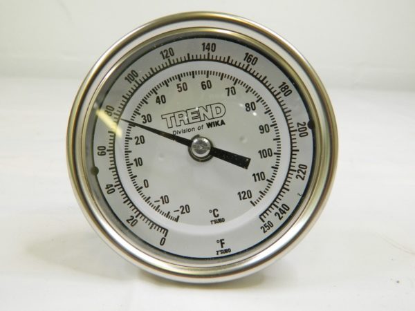 WIKA Bimetal Dial Thermometer: 0 to 250 ° F, 4″ Stem Length 52877149
