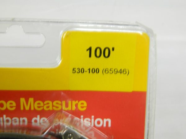 STARRETT Tape Measure: 100' Long, 3/8″ Width, Yellow Blade 65946