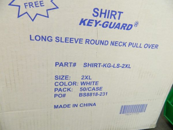 Key-Guard Disposable Long Sleeve Shirt, White, Size 2XL Qty 50 SHIRT-KG-LS-2XL