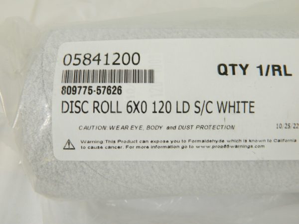 Disc Roll: 6″ Dia, 120 Grit, Silicon Carbide Qty 2 Rolls (200 Pcs) 809775-57626