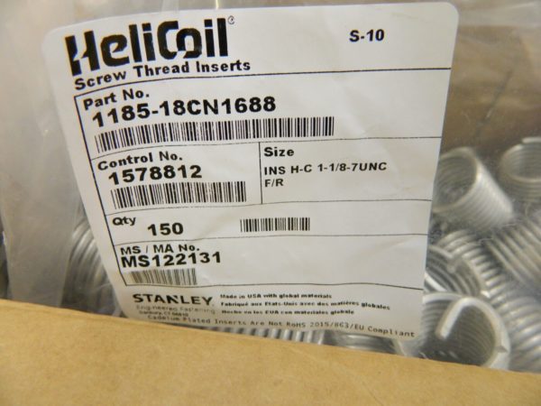 Helicoil Insert H-C 1-1/8-7UNC F/R Qty 150 1185-18CN1688