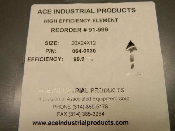 ACE 1200, 1040 CFM, 99.97% Efficiency at Full Load, Portable Reusable Main HEPA