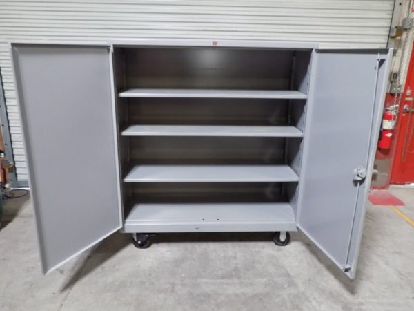Lyon 3-Shelf Industrial Mobile Storage Cabinet 60" x 24" x 60" Grey Welded Steel
