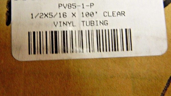 Parker Vinyl Tube 1/2" x 5/16 "x 3/32" 60 Max psi PV85-1-P