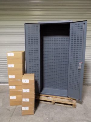 Durham Heavy Duty Storage Cabinet w/ Bins 36" x 18" x 84" Steel Gray