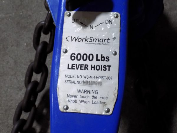 WorkSmart Manual Lever Chain Hoist 6000 Lbs Capacity 10 Ft Lift WS-MH-HOIST-007