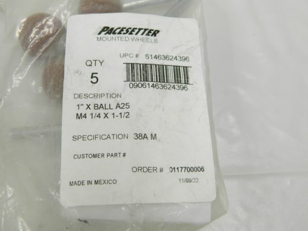 Pacesetter Mounted Point 1″ Thick, 1/4″ Shank Dia A25 60G Med Qty 10 61463624396