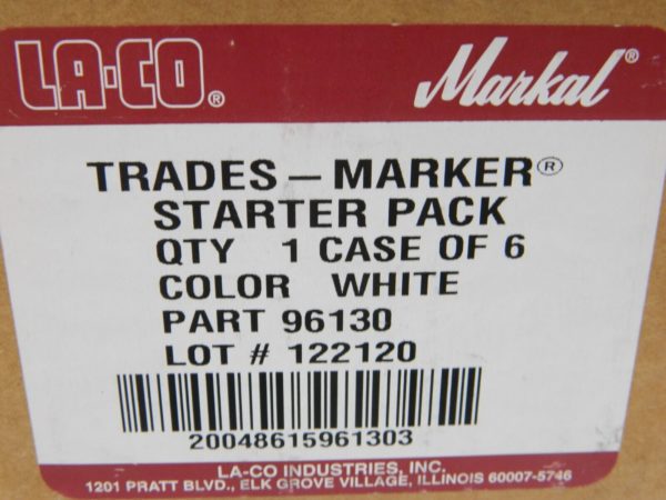 MARKAL Trades-Marker All-Surface Marker, White Qty 6 Starter Packs 96130