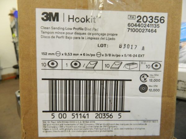 3M Disc Backing Pad: 6″ Dia, Hook & Loop 12,000 Max RPM Qty 10 7100027464