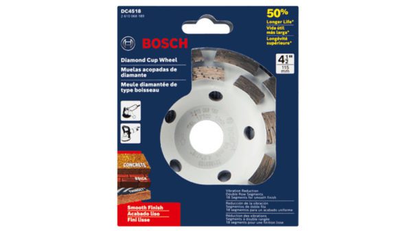 BOSCH 4.5 In. Double Row Segmented Diamond Cup Wheel for Concrete DC4518