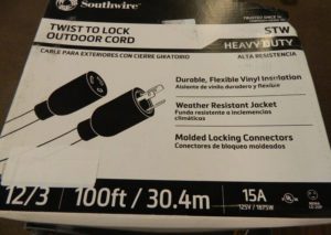 SOUTHWIRE 100', 12/3 Gauge/ConductorsYellow Wet/Dry Extension Cord 9029SW8802
