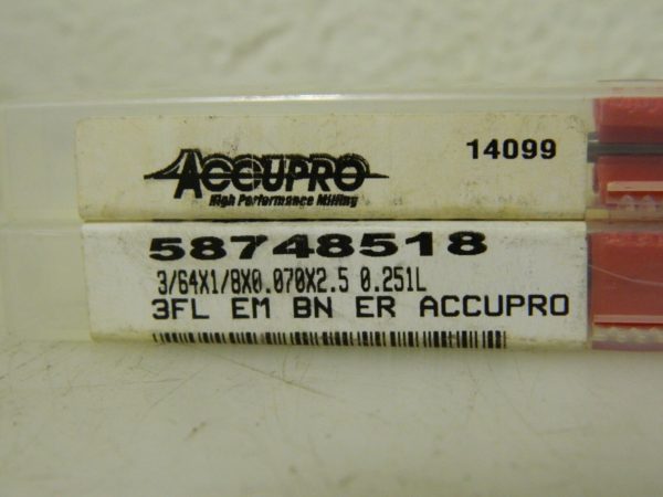 Accupro Solid Carbide Ball End Mills 2 Pack 3/64" Dia 0.07 LOC 3FL 58748518