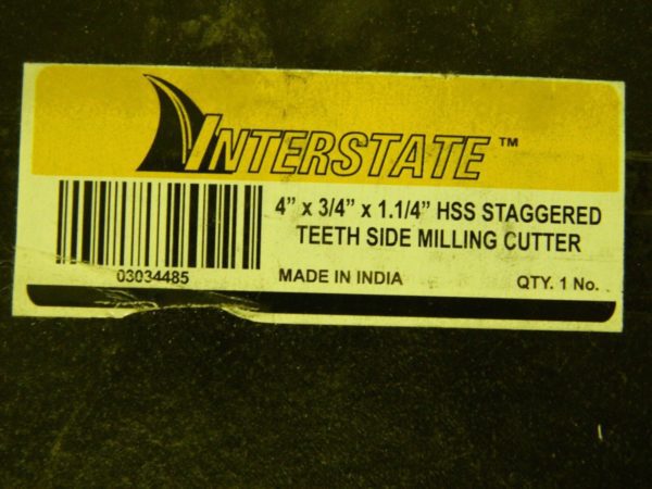 Interstate Staggered Teeth Side Milling Cutter 16T 4" x 3/4" x 1-1/4" 03034485