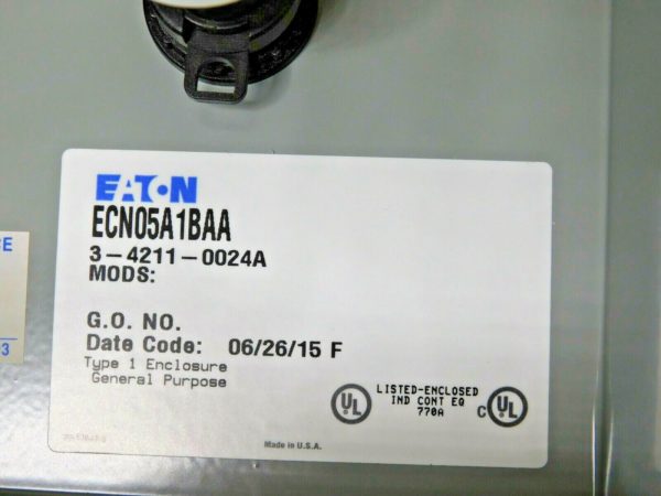 Eaton Non-Reversing Enclosed Enclosure NEMA Motor Starter 240VAC 9A ECN05A1BAA