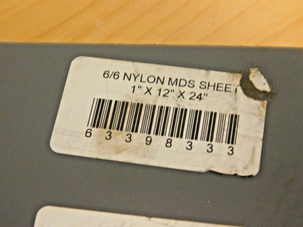 Nylon 6/6 MDS Sheet Black 1" Thick x 12" Wide x 2' Long 63398333