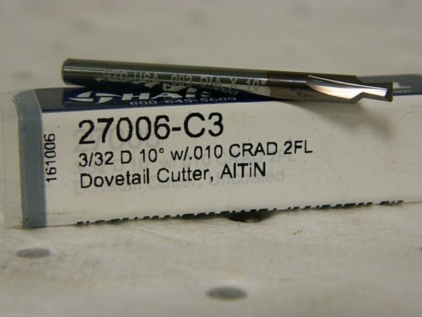 Harvey Tool Dovetail Cutter 3/32 D 10º 2 FL 27006-C3
