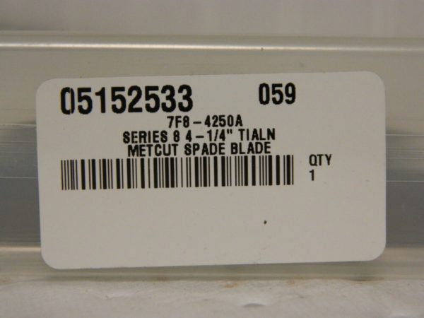 Widia Metcut Spade Blade 4-1/4" Series-8 T-15 Cobalt TiAIN 7F8-4250A