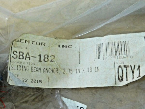 Gemtor Sliding Beam Anchor 2.75" x 18 " SBA-182