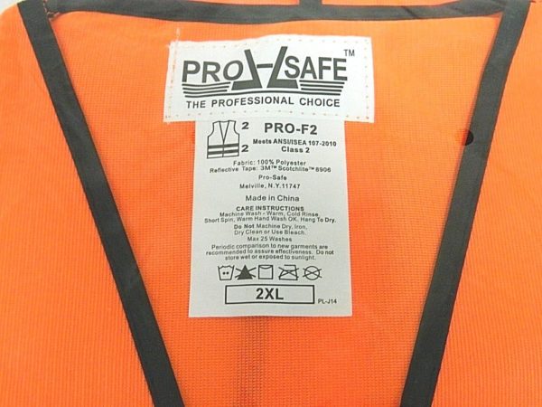 Pro-Safe High Visibility Orange Solid Standard Vests 2XL Qty 10 PRO-F2