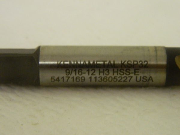 Kennametal Spiral Flute Tap 9/16-12 H3 3-Flute TiCN/TiN Coated 5417169