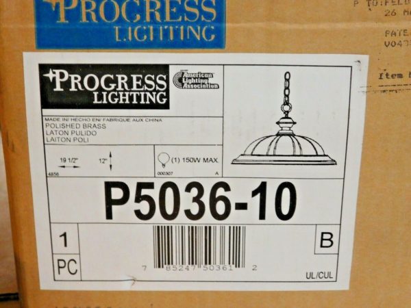 Progress Lighting Pendant Light Polished Brass P5036-10
